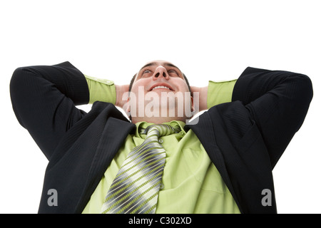 Ritratto di uomo positivo con le mani dietro la testa Foto Stock
