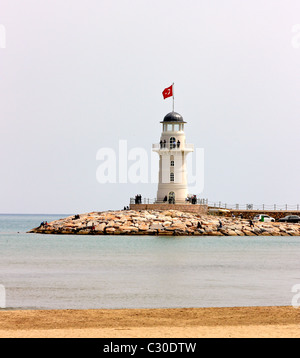 Il faro del porto entrata, Alanya, Turchia Foto Stock