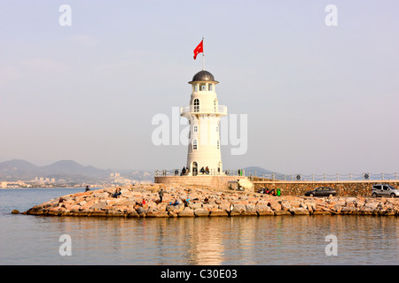 Il faro del porto entrata, Alanya, Turchia Foto Stock