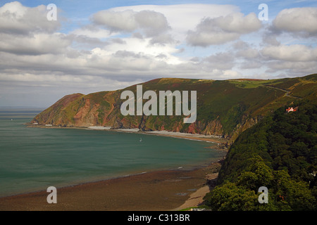 Punto Foreland e il Canale di Bristol sulla costa del Devon settentrionale vicino a Lynmouth England Regno Unito Foto Stock