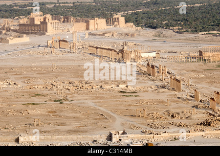 Palmyra. La Siria. Vista panoramica dell'intramontabile antica città di Palmyra. Foto Stock