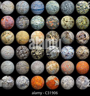 Impostare dalle sfere di diversi materiali - seamless texture scuro Foto Stock