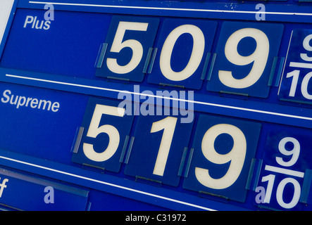 Alta i prezzi della benzina a gas degli Stati Uniti stazione. Foto Stock