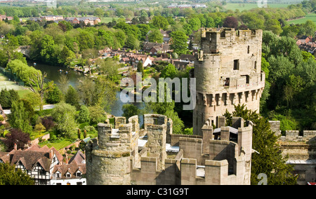 Torri presso il Castello di Warwick Foto Stock