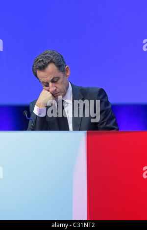 NICOLAS SARKOZY, PRESIDENTE DELLA REPUBBLICA FRANCESE, offrendo un discorso di apertura della 93RD congresso dei sindaci francesi Foto Stock