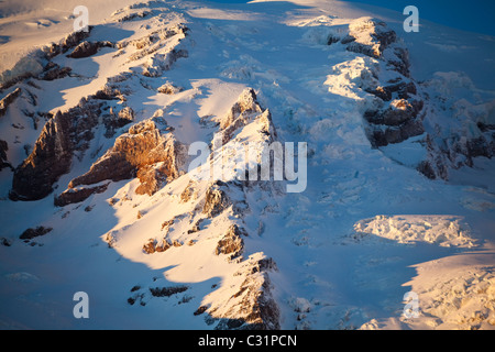 Dettaglio della parte superiore Nisqually Glacier dal Paradiso in Mount Rainier National Park, Washington. Foto Stock