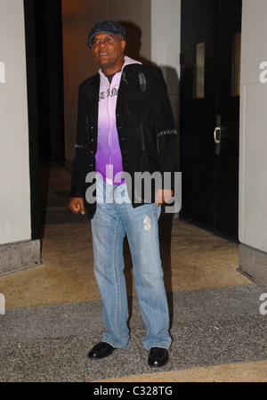 Samuel L. Jackson al di fuori di Mtv Trl Studios in Times Square a New York City, Stati Uniti d'America - 28.10.08 Patricia Schlein/ Foto Stock