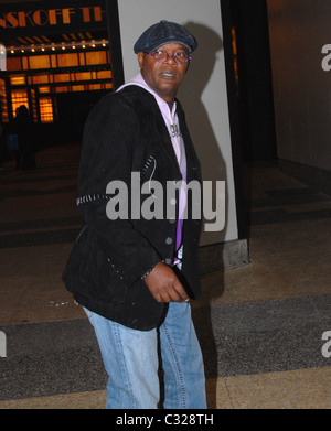 Samuel L. Jackson al di fuori di Mtv Trl Studios in Times Square a New York City, Stati Uniti d'America - 28.10.08 Patricia Schlein/ Foto Stock