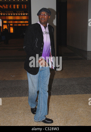 Samuel L. Jackson al di fuori di Mtv Trl Studios in Times Square a New York City, Stati Uniti d'America - 28.10.08 Patricia Schlein/ Foto Stock