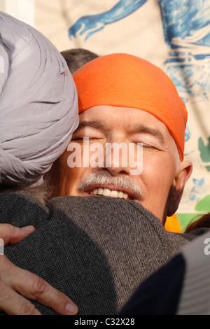 Jack Layton, ora il leader dell opposizione del Canada è il Parlamento a Khalsa parata del giorno a Toronto, 24 aprile 2011. Foto Stock