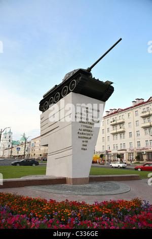 Serbatoio memorial (Russo T-34), Hrodna, Bielorussia Foto Stock