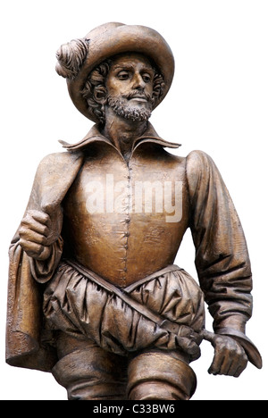 Sir Walter Raleigh statua da Bruno lucchesi (1975) situato in Raleigh, NC Foto Stock