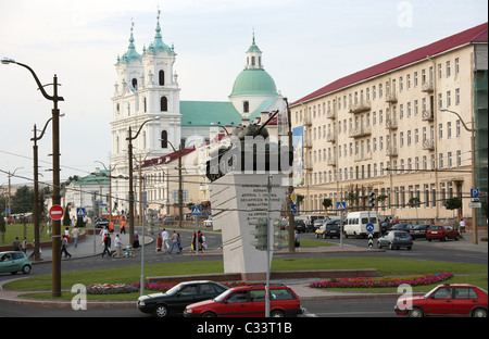 Serbatoio memorial (Russo T-34), Hrodna, Bielorussia Foto Stock