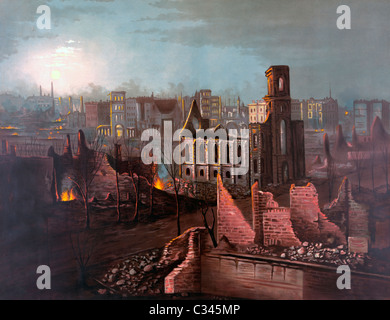 Chicago dopo il grande incendio, Ottobre 1871 Foto Stock