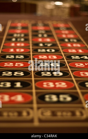 Il gioco d'azzardo roulette tavolo fotografato in Las Vegas Casino Foto Stock