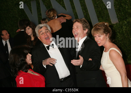 Jay Leno e sua moglie Mavis Nicholson con Martin Short e sua moglie Nancy Dolman la 81st annuale di Academy Awards (Oscar) - Foto Stock
