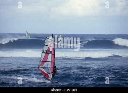 Windsurf, oceano, Maui, Hawaii, Hookipa Beach Foto Stock