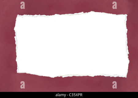 Vecchio rosso telaio costituito da carta strappata Foto Stock
