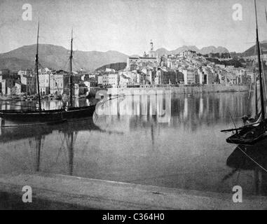 Uno dei primi autotypes di Menton, Francia, fotografia storica, 1884 Foto Stock