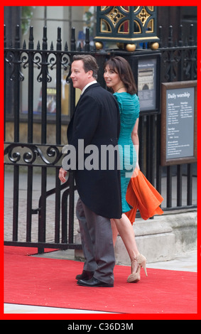 Le nozze del principe William e Catherine Middleton. Il 29 aprile 2011. Primo Ministro britannico David Cameron e la moglie Samantha Foto Stock