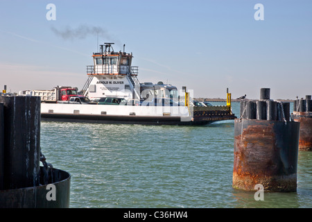 Port Aransas traghetto in partenza. Foto Stock