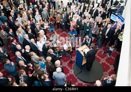 David Cameron visite Ulster il Partito unionista, Belfast, Maggio 2010 Foto Stock