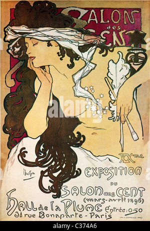 Mucha, Salon des Cent 1896 Art Nouveau poster da Alphonse Mucha per una mostra delle sue opere a Parigi Foto Stock