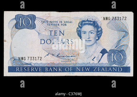 Dieci dollari in Nuova Zelanda banconota Foto Stock