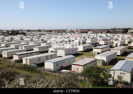 Un caravan park a Lincolnshire holiday resort. Foto Stock