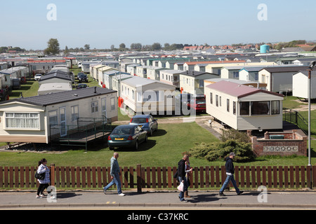 Un caravan park a Lincolnshire holiday resort. Foto Stock