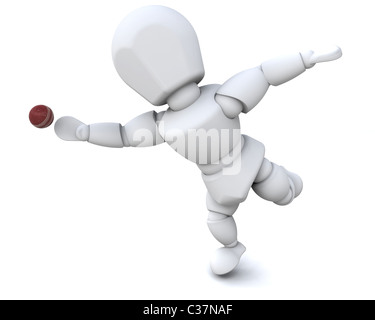 3D rendering di un uomo a giocare a cricket Foto Stock