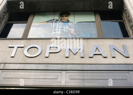 Negozio Topman anteriore su Oxford Street. Parte del gruppo Arcadia Foto Stock