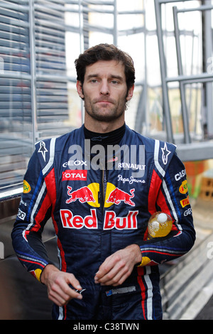 Australian Formula One driver Mark Webber in pista al Montmelò di Barcellona, 2011 Foto Stock