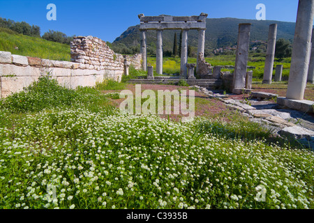 Il Greco antico Stadium colonne in antica Messini Foto Stock