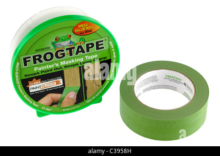 Il rullo verde di pittori Frogtape nastro per mascheratura con contenitore in plastica Foto Stock