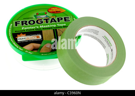 Il rullo verde di pittori Frogtape nastro per mascheratura con contenitore in plastica Foto Stock