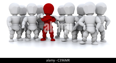 3D render raffigurante una squadra e un leader Foto Stock