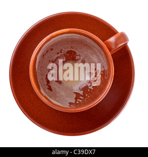 Svuotare tazza di caffè isolato su sfondo bianco Foto Stock