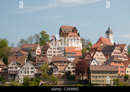 Stadtansich von Altensteig, Landkreis Calw, Schwarzwald, Baden-Württemberg, Deutschland Foto Stock