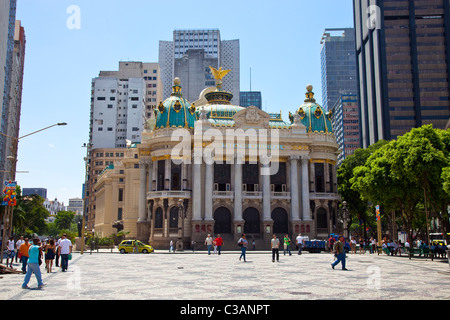 Theatro Municipal, Praca Floriano, Rio de Janeiro, Brasile Foto Stock