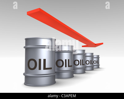 La caduta del prezzo del petrolio concetto. Foto Stock