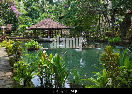 PURA Gunung Kawi è un Indù acqua tempio dedicato al dio della sapienza VISHNU - SEBATU, Bali, Indonesia Foto Stock