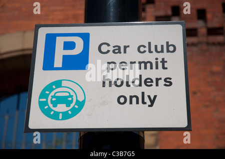 Segno per Automobile Club parcheggio, il Northern Quarter,Manchester. Foto Stock