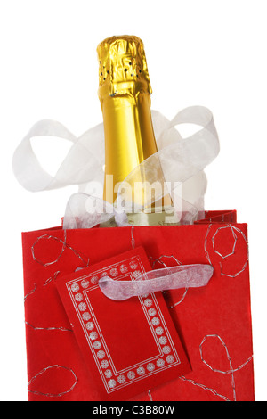 Bottiglia di champagne in una borsa regalo Foto Stock