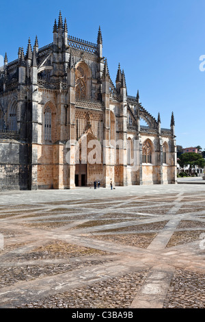 Monastero di Batalha facciata. Dominicana Ordine religioso. Capolavoro del gotico manuelino e. Patrimonio Mondiale dell'Unesco. Il Portogallo. Foto Stock