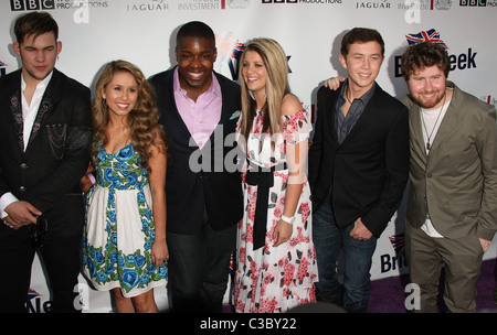 JAMES DURBIN HALEY REINHART GIACOBBE LUSK LAUREN ALAINA SCOTTY MCCREERY & CASEY ABRAMS CHAMPAGNE LANCIO DI BRITWEEK LOS ANGELES Foto Stock