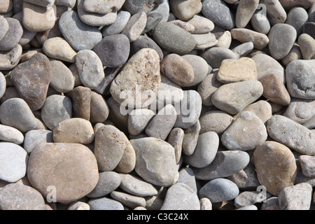 Ciottoli su una spiaggia in inglese Foto Stock