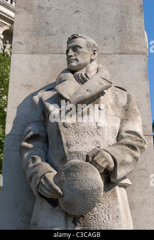 Dettaglio del 1939-1945 mercantile marine memorial da Edward maufe nella trinità Square, Londra, Inghilterra Foto Stock