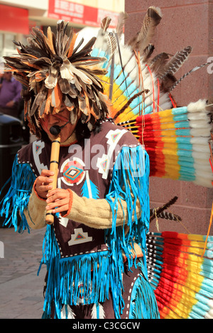 Nativi Messicani Indiani musicista di strada Blackpool Foto Stock