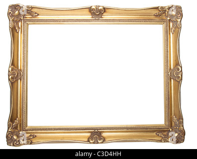 Vecchio empty picture frame isolati su sfondo bianco. Foto Stock